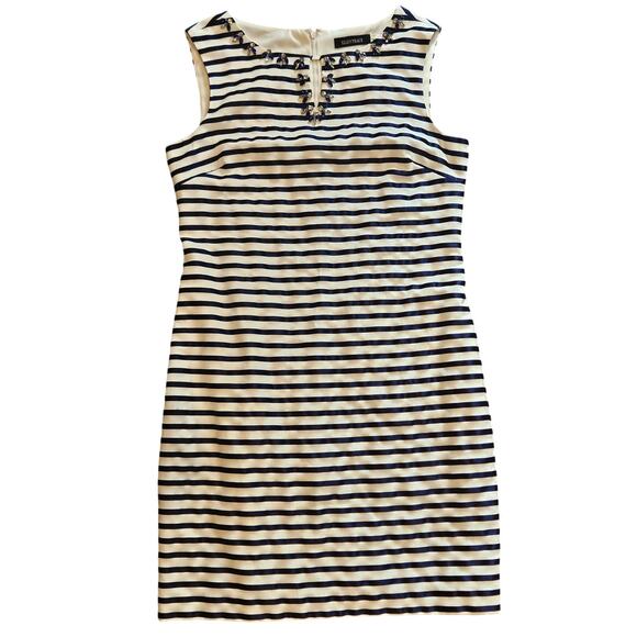 Ellen tracy womens 12 beaded lined shift tabk mini dress blue rhinestone coastal - Picture 1 of 7